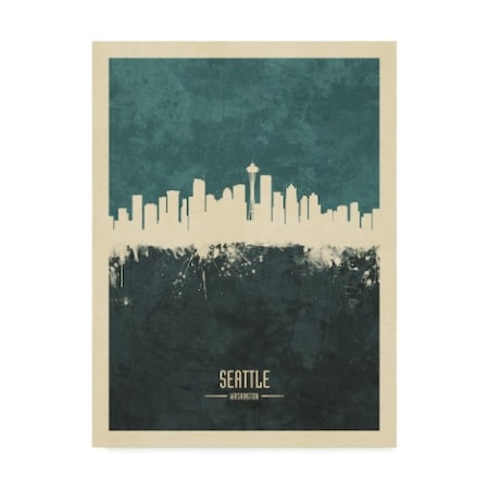 Michael Tompsett 'Seattle Washington Skyline Teal' Canvas Art,14x19